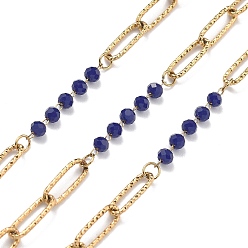 Полуночно-синий 304 цепи из нержавеющей стали, ионное покрытие (ip), со стеклянными бусинами, реальный 18 k позолоченный, пайки, с катушкой, темно-синий, 12x4x1 мм, около 32.81 футов (10 м) / рулон