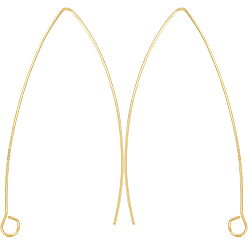 Настоящее золото 18K 5 пары 925 серьги-крючки из стерлингового серебра, маркиза ушная проволока, реальный 18 k позолоченный, 36~39x18x0.6 мм, отверстие : 2 мм, штифты : 0.6 мм