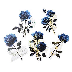 Королевский синий Набор водонепроницаемых наклеек для домашних животных с розами, декоративные наклейки, для бутылок с водой, портативный компьютер, багаж, чашка, компьютер, мобильный телефон, скейтборде, гитарные наклейки, королевский синий, 100~102x60~70x0.1 мм, 5 стиль, 2 шт / стиль, 10 шт / комплект