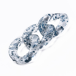 Marine Blue Transparent Acrylic Linking Rings, Quick Link Connectors, for Curb Chains Making, Twist Oval, Marine Blue, 39x29x7.5mm, Inner Diameter: 12x22mm