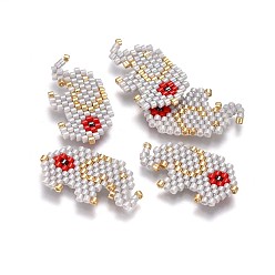WhiteSmoke Handmade Japanese Seed Beads, with Japan Import Thread, Loom Pattern, Elephant, WhiteSmoke, 13.5x25.5x2mm