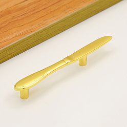 Золотой Дверные ручки шкафа из цинкового сплава, кухонный ящик тянет ручки шкафа, форма ножа, золотые, 127x14x19 мм