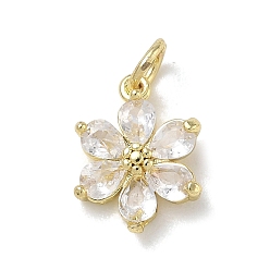 Crystal Brass with Rhinestone Charms, Flower Charms, Golden, Crystal, 14x10.5x3.5mm, Hole: 3mm