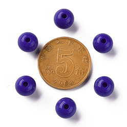 Dark Slate Blue Opaque Acrylic Beads, Round, Dark Slate Blue, 8x7mm, Hole: 2mm, about 1745pcs/500g