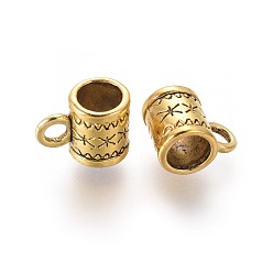 Antique Golden Tibetan Style Hangers, Bail Beads, Lead Free & Cadmium Free & Nickel Free, Column, Antique Golden, 11x8x6mm, Hole: 2mm, Inner Diameter: 5mm