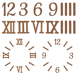 Кокосово-Коричневый 2 наборы 2 стили деревянных кабошонов, число, Набор деревянных часов в римском стиле, кокосового коричневый, 28.5~31x5~31x3~5 мм, 1 набор / стиль