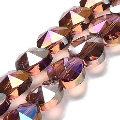 Индийский Красный Стеклянные бусины с гальваническим покрытием , сердце, граненые, Индийская красная, 10x10x6 мм, отверстие : 1.2 мм, около 78~80 шт / нитка, 28.82~28.94'' (73.2~73.5 см)