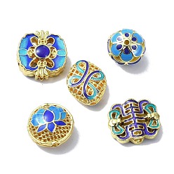 Mixed Color Handmade Cloisonne Beads, with Enamel, Mixed Color, 10.5~16x11.5~15.5x4~13.5mm, Hole: 1.4~2mm