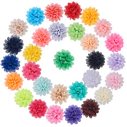 Gemischte Farbe Handarbeit gewebt Ornament Accessoires, Chiffon Tuch Blume, Gemischte Farbe, 112x46 mm, 30 Stück / Set