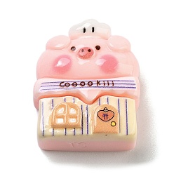 Свинья Красочные свиньи тематика непрозрачные смоляные кабошоны, свинья, 27x22x11 мм