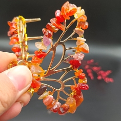 Красный Сплав клипы коготь волос, с естественным сердолика, бабочка, аксессуары для волос для женщин и девочек, красные, 80x50x20 мм