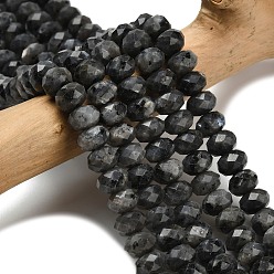 Larvikite Натуральные нити бус из ларвикита, граненые, рондель, 8x5.5 мм, отверстие : 1.2 мм, около 69 шт / нитка, 15.16'' (38.5 см)