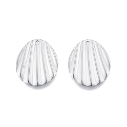 Нержавеющая Сталь Цвет Не тускнеет 201 подвеска из нержавеющей стали, фактурные подвески с эффектом ракушек, овальные, цвет нержавеющей стали, 21.5x18x1 мм, отверстие : 1.6 мм