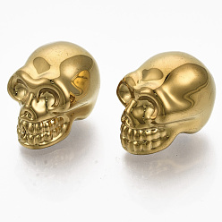 Gold Electroplate K9 Glass Display Decorations, Skull, for Halloween, Gold, 21.5x18.5x27mm