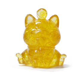 Цитрин Украшение для дисплея счастливого кота из смолы, с натуральной цитриновой крошкой внутри статуэток для украшения домашнего офиса, 45x40x50 мм