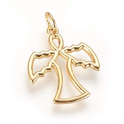 Золотой Латунные подвески, с целью перехода в кольце, ангел, золотые, 19x16x1.5 мм, отверстие : 3 мм