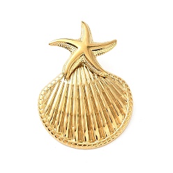 Shell Shape 304 подвески из нержавеющей стали, формы раковины, 48.5x34.5x12.5 мм, отверстие : 8 мм