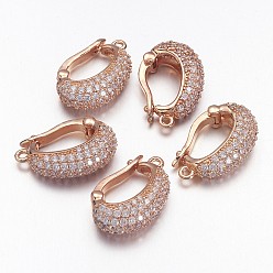 Розовое Золото Латунный микропаве из циркония, подвеска навесная навесная, с петлей, розовое золото , 20x13x6 мм, отверстие : 1.5 мм