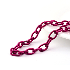 Medium Violet Red Handmade Nylon Cable Chains Loop, Oval, Medium Violet Red, 12~14x7~10x2mm, about 95cm/strand, 37.4 inch