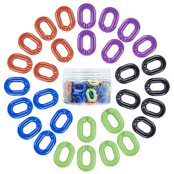 Mixed Color Acrylic Linking Rings, Quick Link Connectors, For Jewelry Chains Making, Oval, Mixed Color, 19x14x4.5mm, Hole: 11x5.5mm, 5 colors, 20pcs/color, 100pcs/box