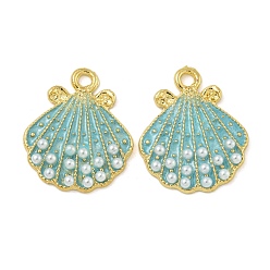 Золотой Подвески из жемчужного сплава из АБС-пластика, с эмалью, без кадмия и без свинца, формы раковины, золотые, 21.5x18x2.5 мм, отверстие : 2 мм