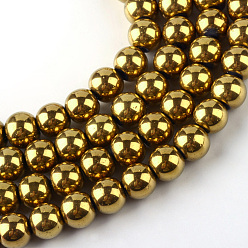 с Золотистым Покрытием Гальванизируйте прозрачное стекло бисер нитей, круглые, с золотым покрытием, 7.5x8.5 мм, отверстие : 1 мм, около 100~104 шт / нитка, 27.56~29.13 дюйм (70~74 см)