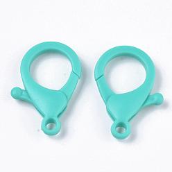 Dark Turquoise Plastic Lobster Claw Clasps, Dark Turquoise, 35x24.5x6mm, Hole: 3mm
