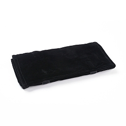 Black Foldable Velvet Jewelry Travel Roll Bag, Portable Storage Case, For Necklace Display, Black, 64.5x57x0.6cm