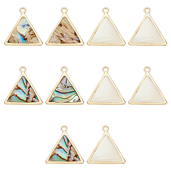 (52) Непрозрачная лаванда 10 шт. 2 стили подвески из натуральных белых ракушек и ракушек пауа, с фурнитурой позолоченной латунной, треугольные, разноцветные, 17.5x17x5.5 мм, отверстие : 1.6 мм, 5 шт / стиль