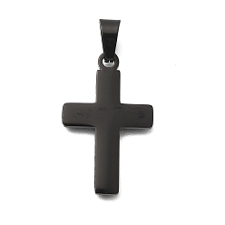 Черный Ионное покрытие (ip) 304 подвески из нержавеющей стали, латинский крест, чёрные, 27x16.5x1.5 мм, отверстие : 4x7 мм