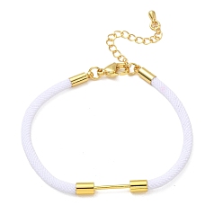 White Nylon Cord Bracelet Making, with Brass Beadable Bar, Golden, White, 6.89x0.16 inch(17.5x0.4cm)