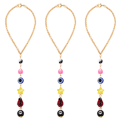 Разноцветный 3шт. пластик от сглаза с железными подвесками, подвесные украшения для салона автомобиля, красочный, 200 мм