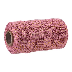Бледно-фиолетовый Красный Двухцветные хлопковые нити, макраме шнур, декоративные нитки, для поделок ремесел, упаковка подарков и изготовление ювелирных изделий, бледно-фиолетовый красный, 2 мм, около 109.36 ярдов (100 м) / рулон