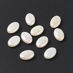 White Opaque Acrylic Beads, Imitation Pearl, AB Color, Oval, White, 12x8x4mm, Hole: 1.4mm