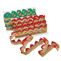 (52) Непрозрачная лаванда 2 карты 2 цвета металлизированная полиэстеровая кружевная лента, аксессуар для одежды, с блестка, треугольник шаблон, разноцветные, 1-1/2 дюйм (38 мм), около 9.84 ярдов (9 м) / карту, 1 карта / цвет