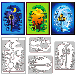 Дерево Углеродистая сталь разрезает трафареты, для diy scrapbooking, Фотоальбом, декоративная бумага для тиснения, дерево, 88~147x61~102x0.8 мм, 4 шт / комплект