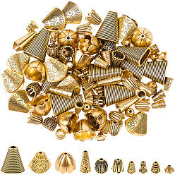 Античное Золото 100шт. 10 стили тибетский стиль конус из сплава с бусинами и колпачками, античное золото , 5~23x7.5~19x5~10 мм, отверстие : 1.3~4 мм, 10 шт / стиль