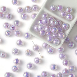Сливовый Трещины непрозрачные смоляные шарики, AB цвет, круглые, слива, 12 мм, отверстие : 2 мм