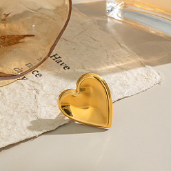 Настоящее золото 18K Манжеты-кольца в форме сердца из нержавеющей стали, реальный 18 k позолоченный, 32.5 мм, внутренний диаметр: 18 мм