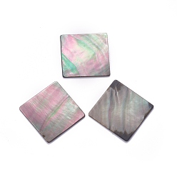 Coquillage Noir Cabochons coquille, carrée, 19.7~20x19.7~20x0.8~1mm