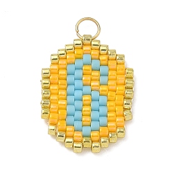 Голубой Бисерные цифры 6 подвески, подвески из стеклянных бусин с узором ткацкого станка, с целью перехода в кольце, голубой, 19x14.5x1.5 мм, отверстие : 2.9 мм