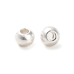 Silver Alloy Beads, Long-Lasting Plated, Round, Silver, 3x2.5mm, Hole: 1.2mm