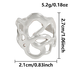 Нержавеющая Сталь Цвет Нерегулярные 304 открытые манжетные кольца из нержавеющей стали, полый, цвет нержавеющей стали, 27 мм, внутренний диаметр: 21 мм