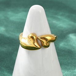 Золотой 304 регулируемые открытые манжеты из нержавеющей стали для женщин, сердце, золотые, 9.5 мм, внутренний диаметр: 18 мм