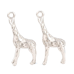 Stainless Steel Color 304 Stainless Steel Pendants, Hammered Giraffe Charms, Stainless Steel Color, 23.5x11.5x5mm, Hole: 1.6mm