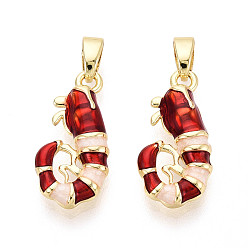 Темно-Красный Латунь с эмалевыми подвесками, червячные амулеты, золотые, темно-красный, 18x9x3.5 мм, отверстие : 4.5x2.5 мм