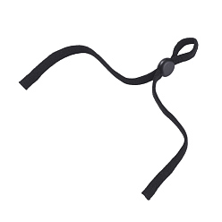 Black Hollow Flat Nylon Elastic Band, Mouth Cover Earloop Cord, with Plastic Adjustment Lanyard Buckle, DIY Mouth Cover Material, Black, 10.5x0.5cm, Buckle: 10mm