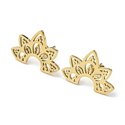 Золотой 304 из нержавеющей стали серьги, полые цветок, золотые, 15x22 мм