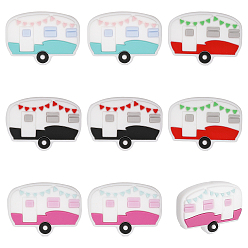 (52) Непрозрачная лаванда 8 шт. 4 цветные экологически чистые силиконовые шарики для пищевых продуктов, автомобиль для отдыха, разноцветные, 20x27x9.5 мм, отверстие : 2.3 мм, 2 шт / цвет