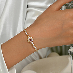 Цветок Элегантные геометрические латунные браслеты-цепочки с кубическим цирконием для ежедневного ношения женщинами, цветок